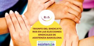 TRIUNFO DEL SINDICATO ROS EN LAS ELECCIONES SINDICALES DE ASISTENZIA BARCELONA foto ganadores elecciones sindicales ros empresa asistenzia