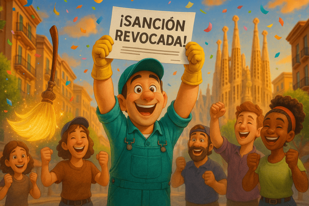 Revocación de sanción laboral injusta en Barcelona con trabajador feliz Revocación de sanción laboral injusta en Barcelona con trabajador feliz