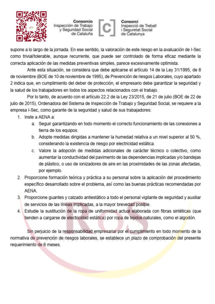 Control de seguridad en el Aeropuerto de El Prat vinculado a descargas electrostáticas